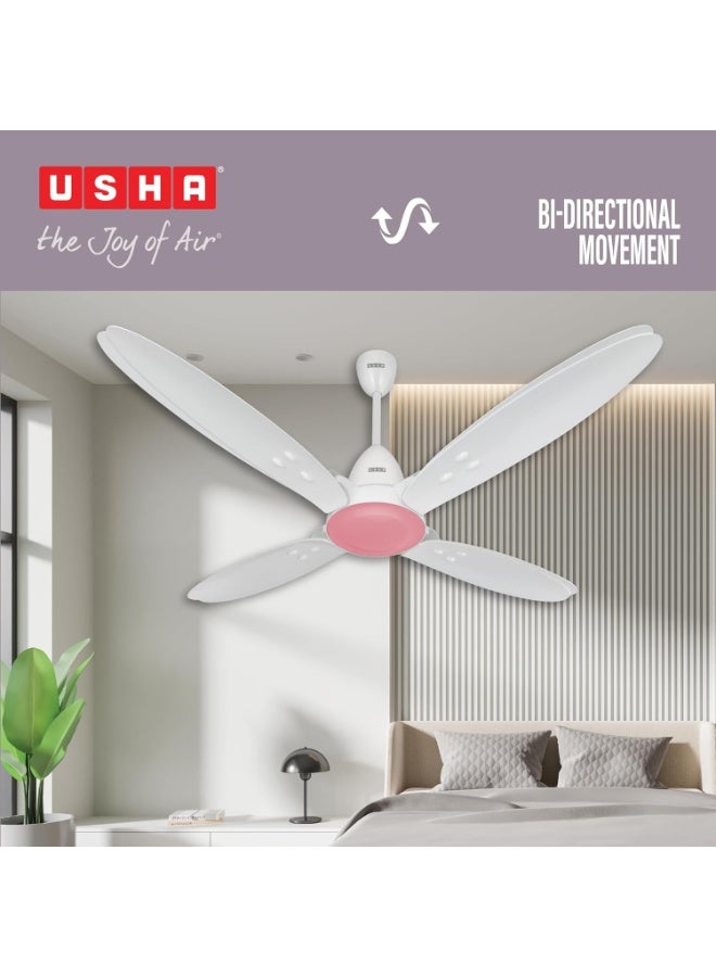 أوشا USHA New Bloom Series Lily Nova (Inspired by Lily) 4-Blade BLDC Ceiling Fan with Bi-Directional Feature | Sleep/Boost/Timer Modes | RF Remote | Dust-Resistant | Whisper-Quiet (White & Light Pink) - Image 4